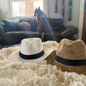 Stylish White and Tan Fedora Hats